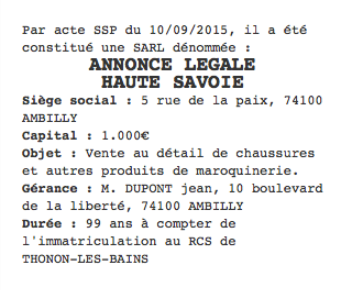annonce legale haute savoie